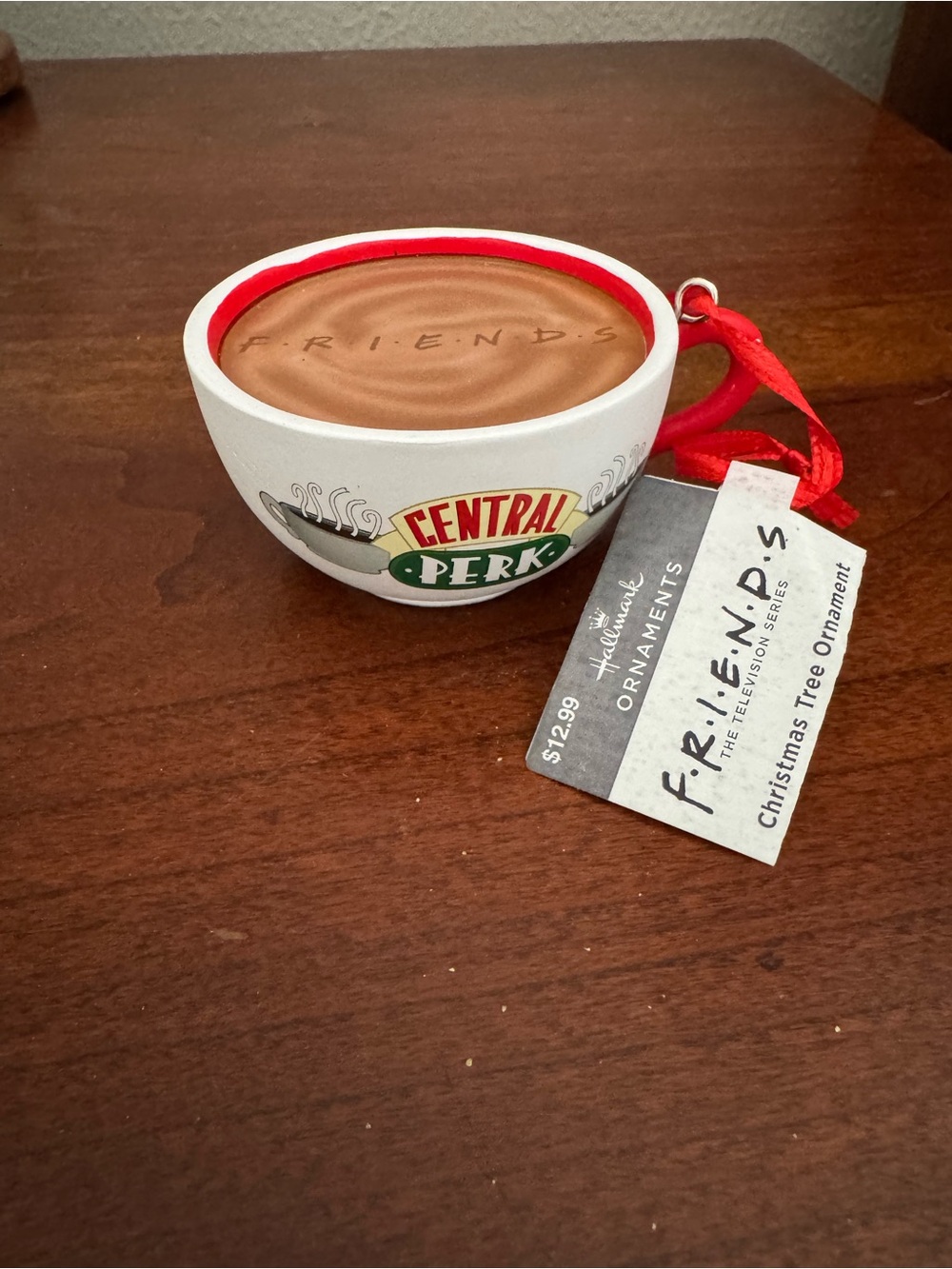 Hallmark FRIENDS Central Perk Coffee Bowl Ornament - White, Red, Green, Brown